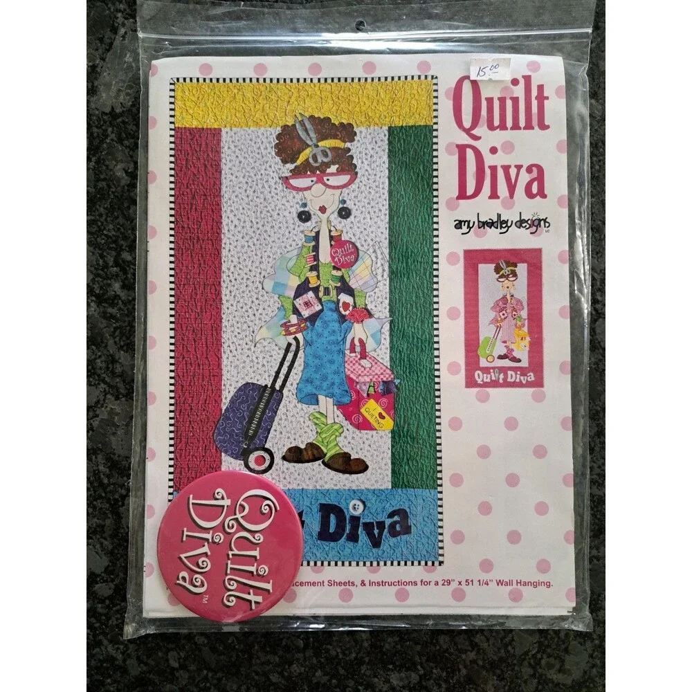VTG 2004 Quilt Diva Quilted Wall Hanging Pattern Amy Bradley Designs 29”x51.25